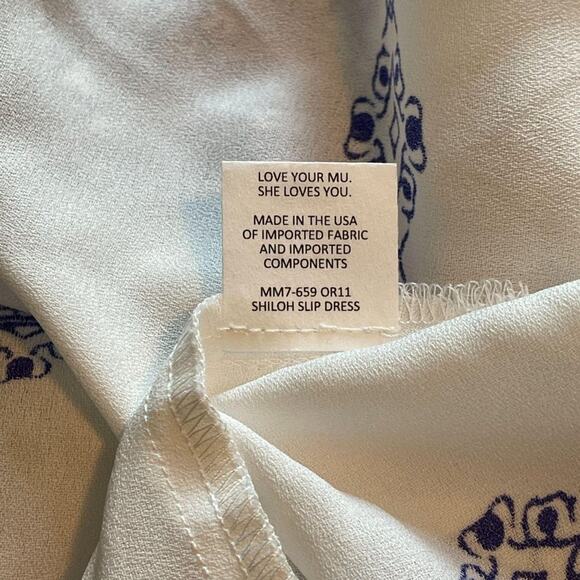 Show Me Your Mumu Shiloh Slip Dress White Blue Spaghetti Straps Small - Picture 7 of 10